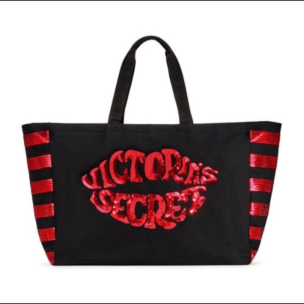 Victoria Secret Black and Red Sequins Tote